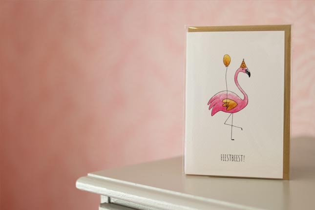 Voorlopige heuvel Helder op Feestbeest flamingo - juulzillustrations.nl